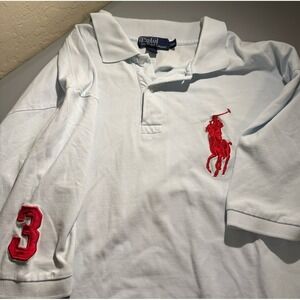 VTG Polo Ralph Lauren Rugby Polo Shirt Big Pony #3 5XL White